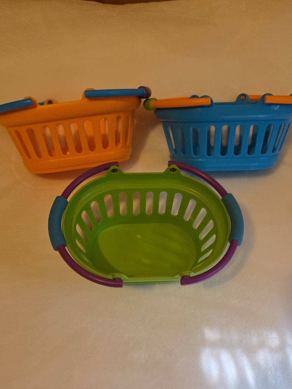 Learning Resources Stackable Kids Baskets - Set Of 3 Green, Blue & Orange